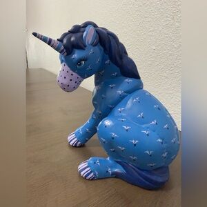 Vintage Unicorn Kimple Hand Painted Ceramic Mold 1985 Blue Purple 80s